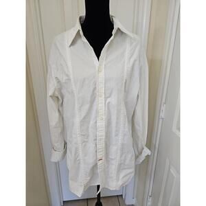 Vintage Guess‎ Denim Dry Goods White Button-Up Women's Shirt Gray Embroidered L
